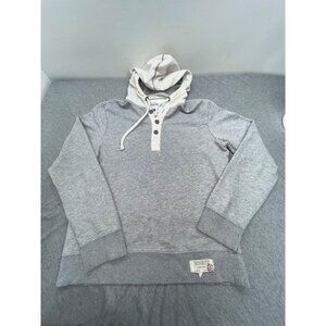 Aeropostale Gray Mens Medium Hoodie Sweatshirt ButtonUp Neck Drawstring Y2K